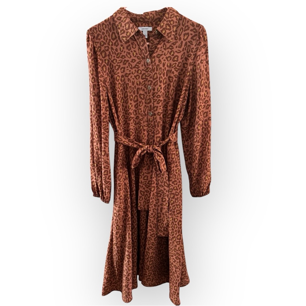 Nine West Leopard Print Long Sleeve Dress - Picture 3 of 9